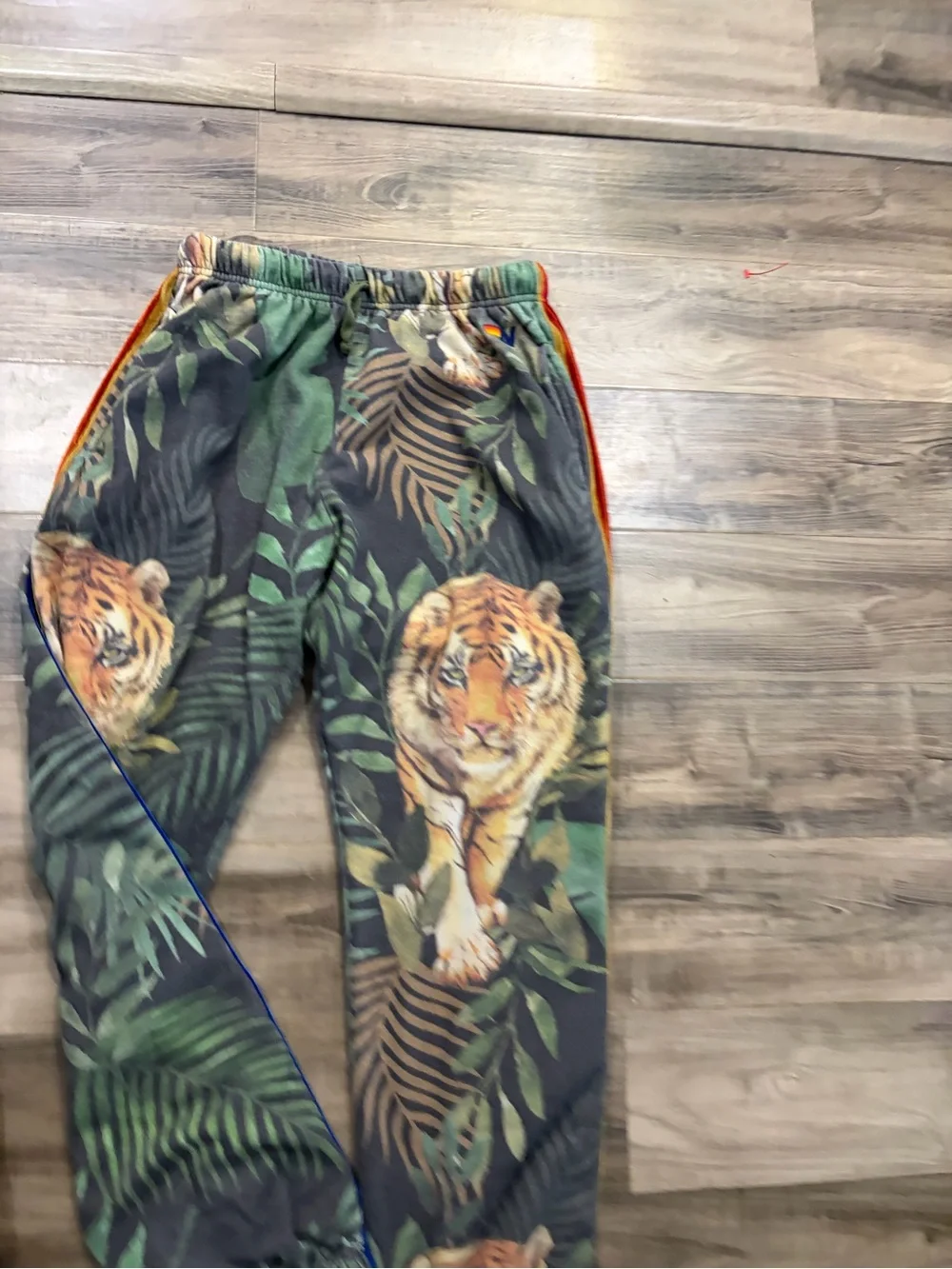Aviator Nation Velvet Tiger Jungle Rainbow Stripe Jogger Sweatpants  Super Rare - Picture 5 of 12